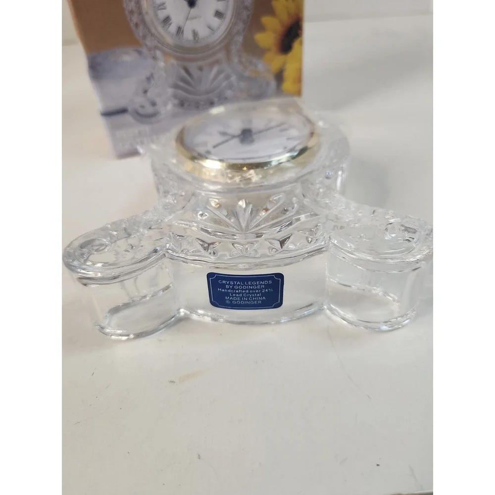 Vintage Godinger Crystal Legends Petite Gothic Clock‎ 24% Lead Crystal Open Box